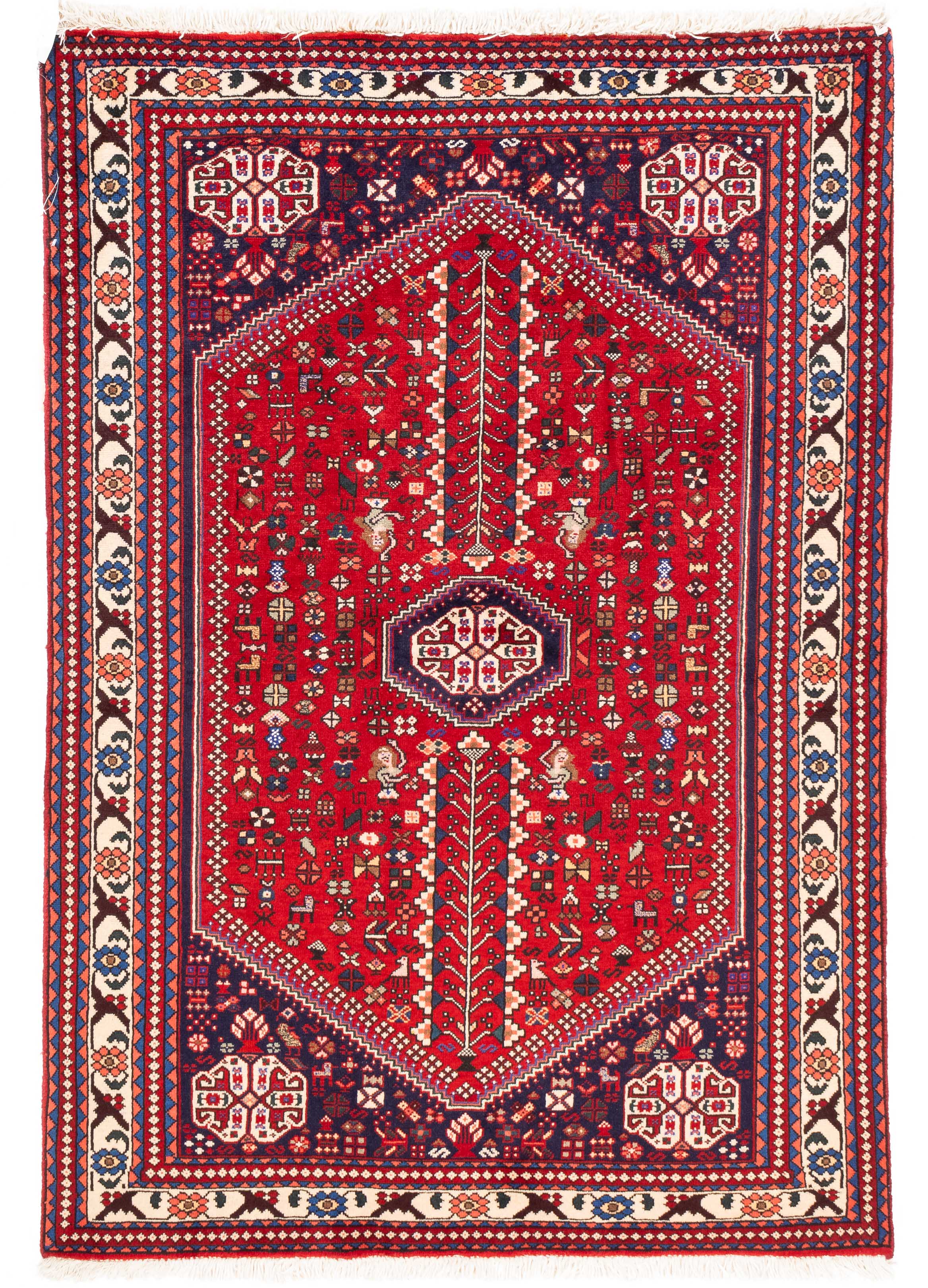 Traditional Persian Abadeh Rug <br> 3'6 x 5'1
