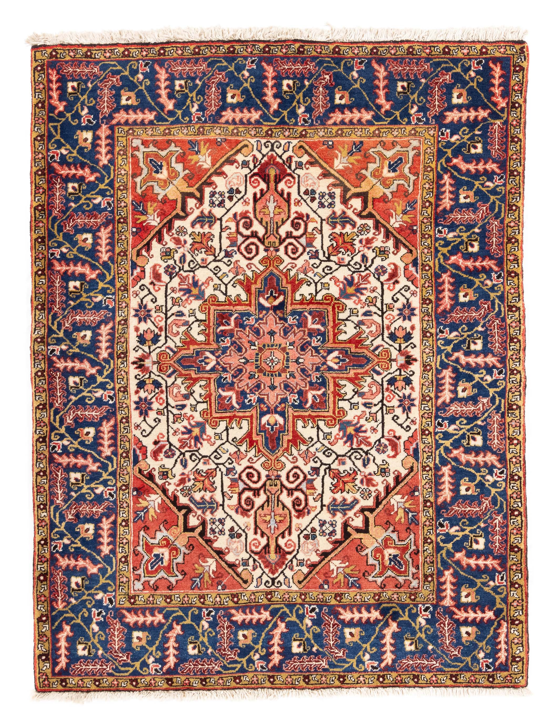 Vintage Persian Heriz Rug <br> 4'8 x 6'1