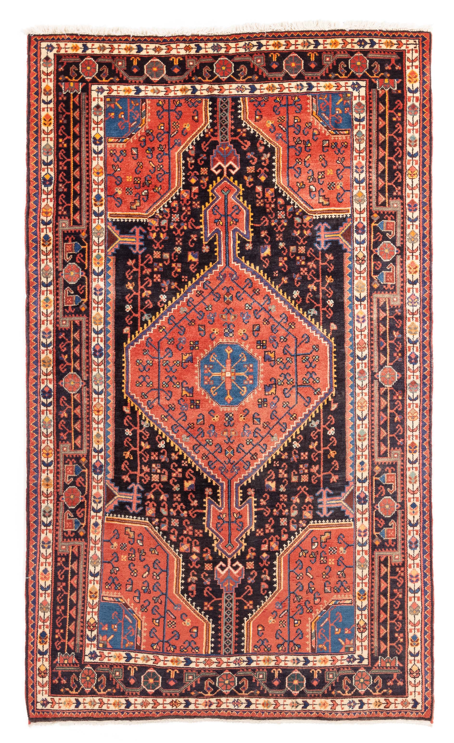 Vintage Persian Hamadan Rug <br> 4'4 x 7'3