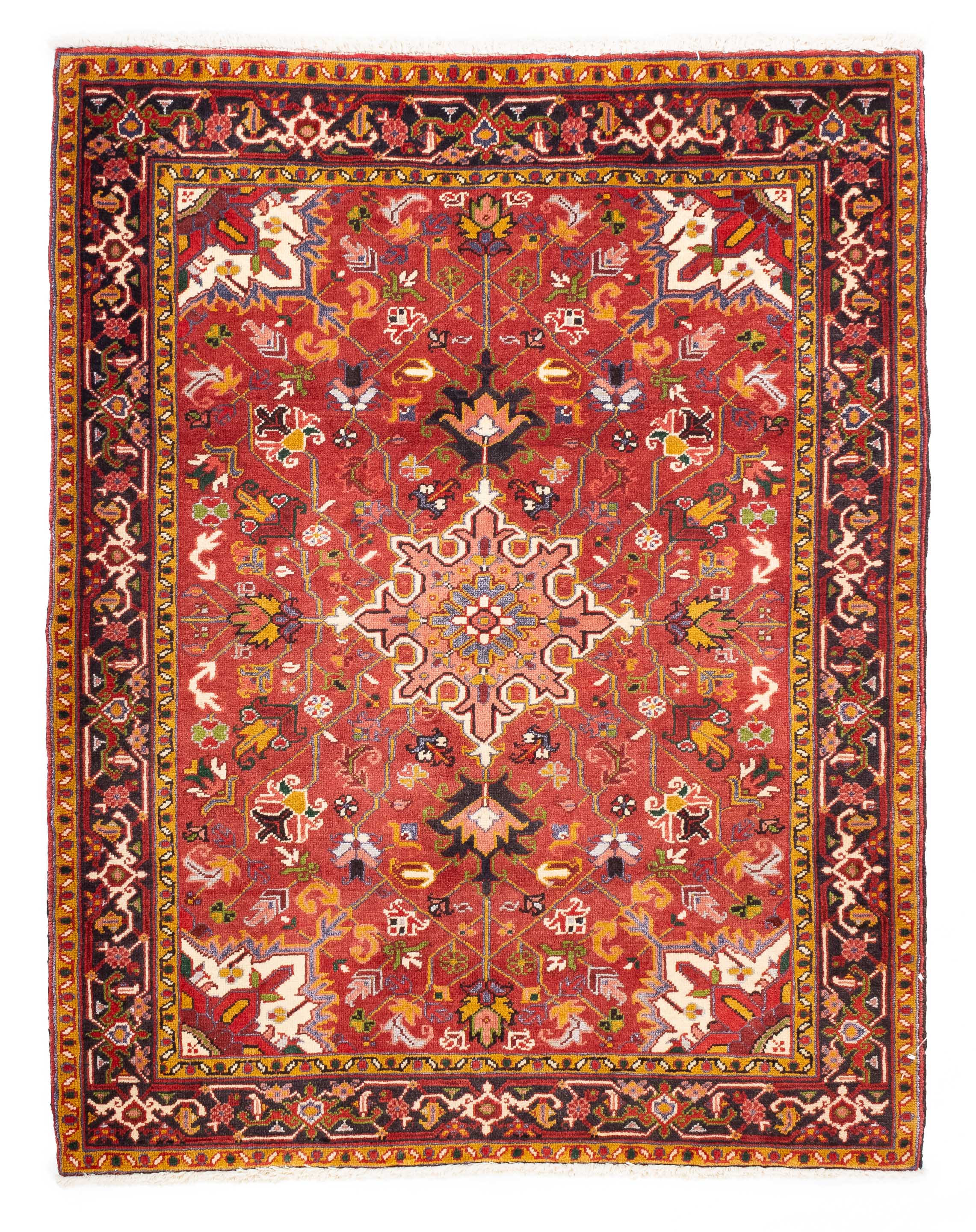 Traditional Persian Heriz Rug <br> 3'10 x 4'10