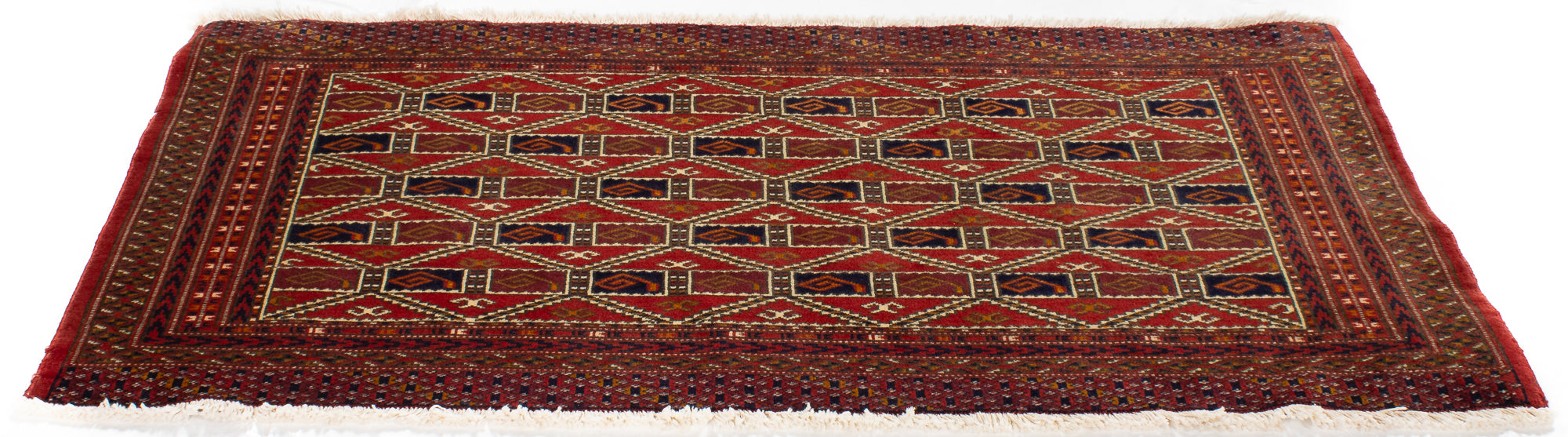 Semi- Antique Turoman Bokhara Bag Rug <br> 2'4 x 4'5
