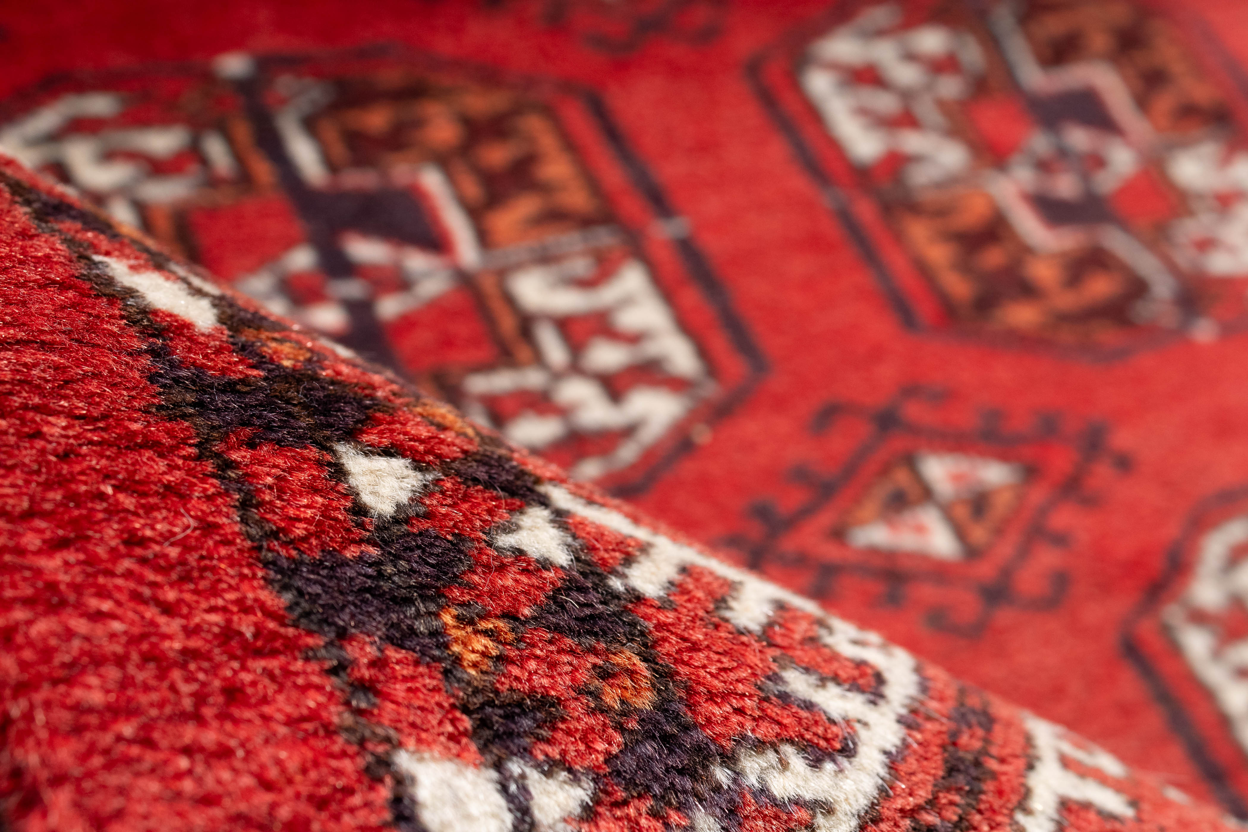 Vintage Afghan Bokara Rug 3'8 x 5'10