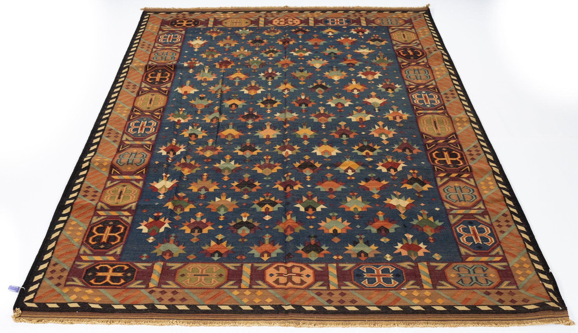 New Indian Transitional Flatweave Rug <br> 6'3 x 9'1