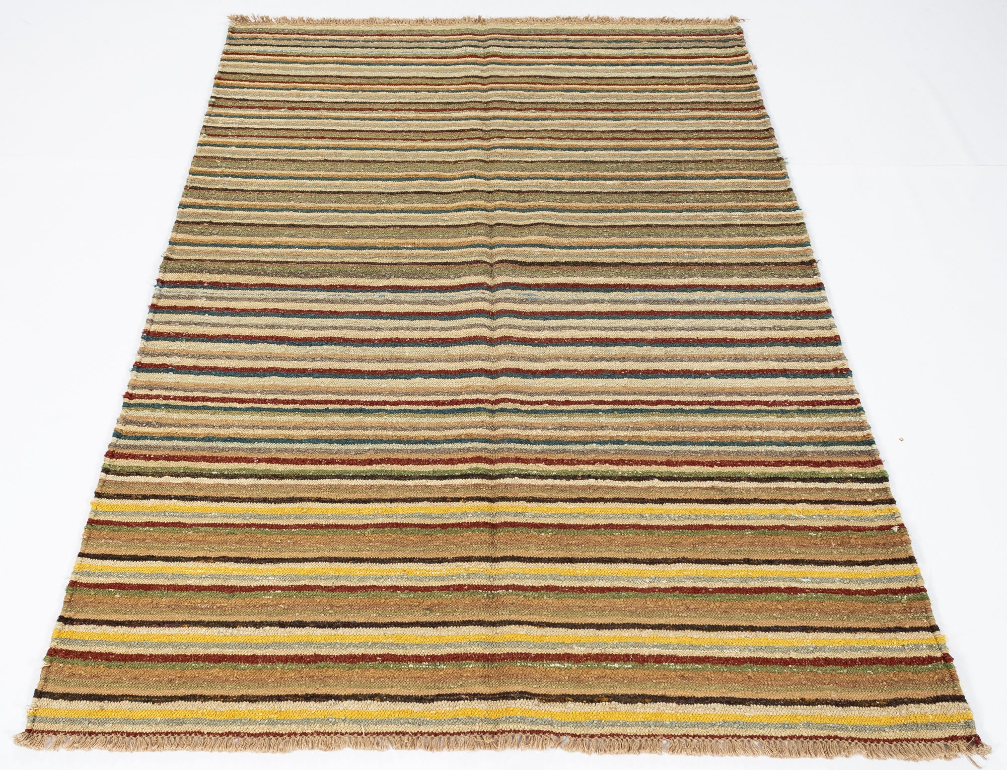 New Indian Contemporary Flatweave Rug <br> 4'0 x 5'11