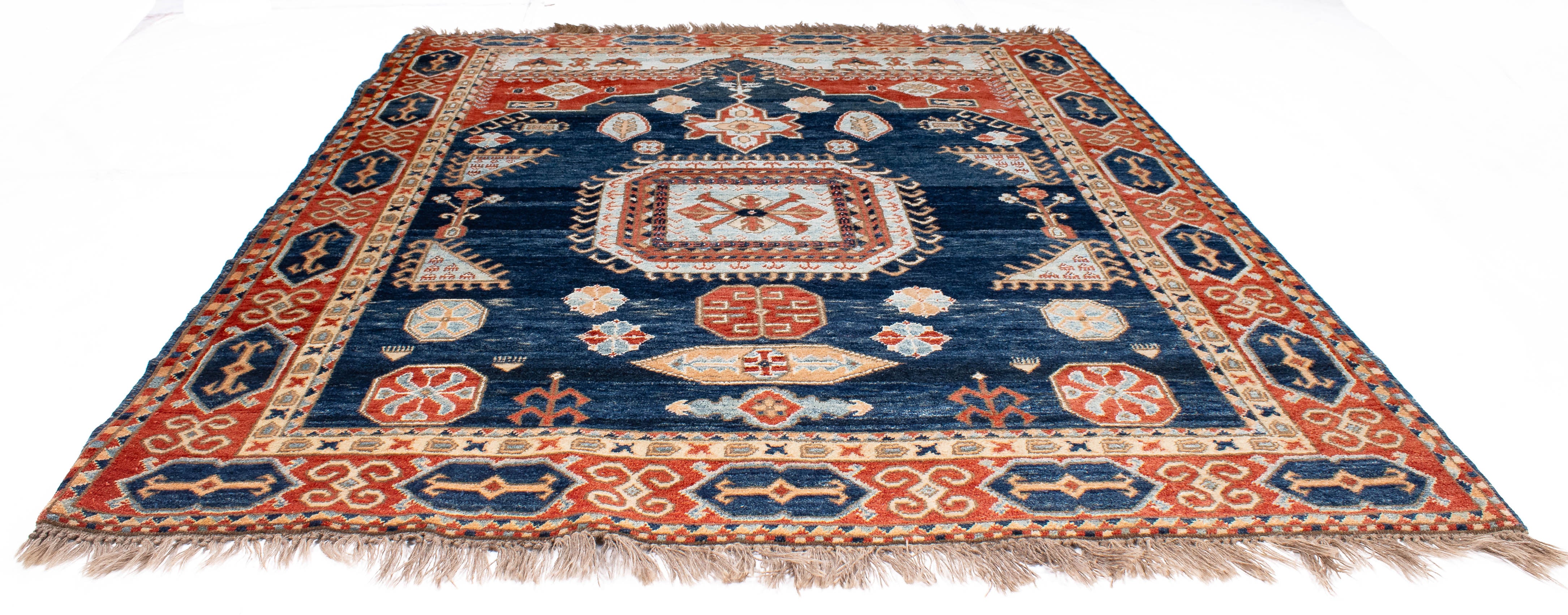 Afghan Kazak Design Rug <br> 5'2 x 6'9