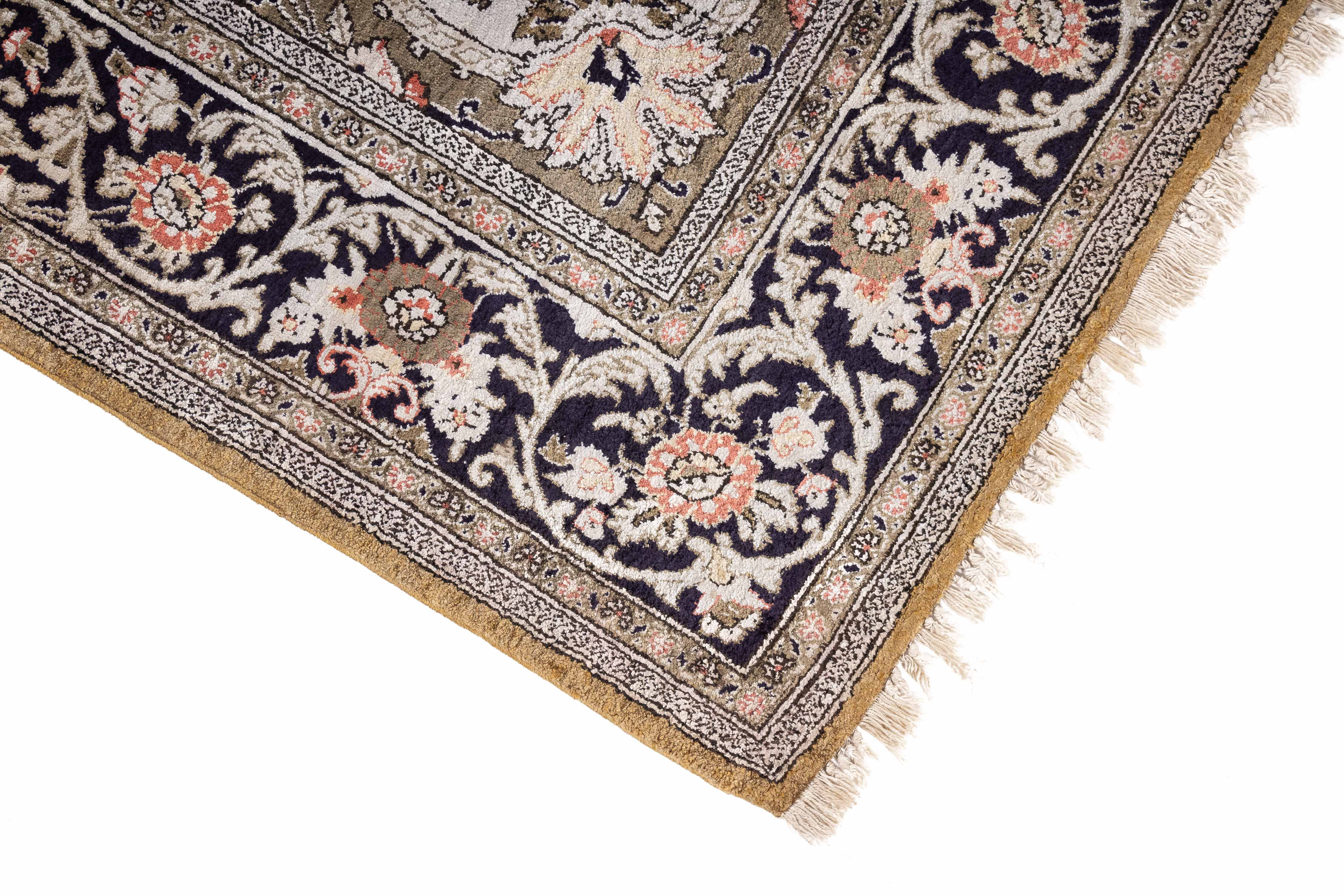 Traditional Persian Silk Qum Rug <br> 3'4 x 5'3