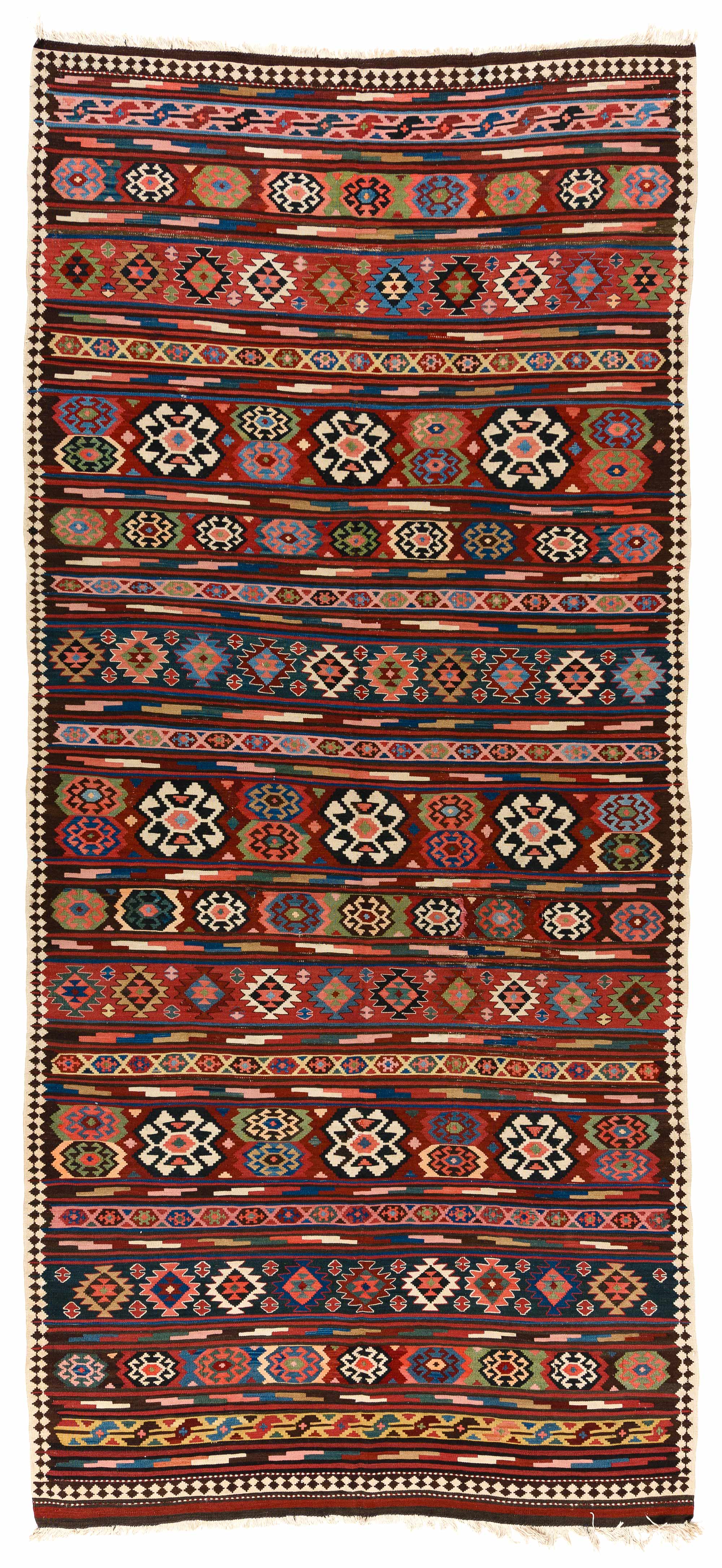Antique Veramin Persian Kilim <br> 5'7 x 12'5