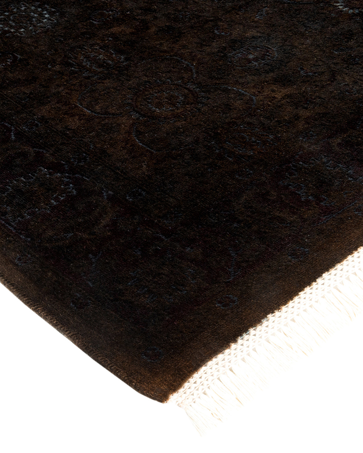 Overdyed Dark Grey Wool Area Rug <br> 4' 7 x 6' 7