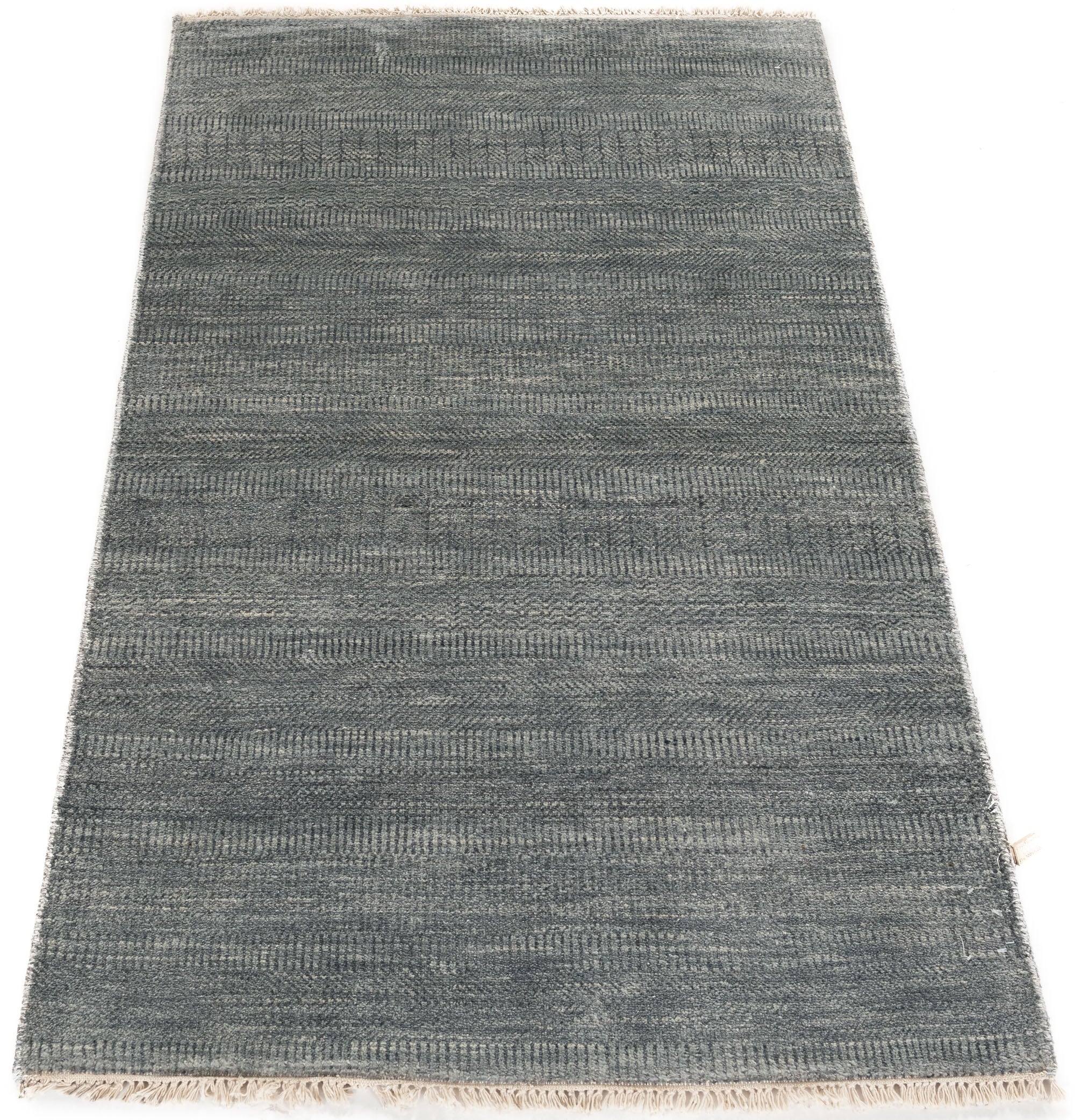 New Blue and Ivory Wool Hand-knotted Area Rug <br> 3'0 x 5'6