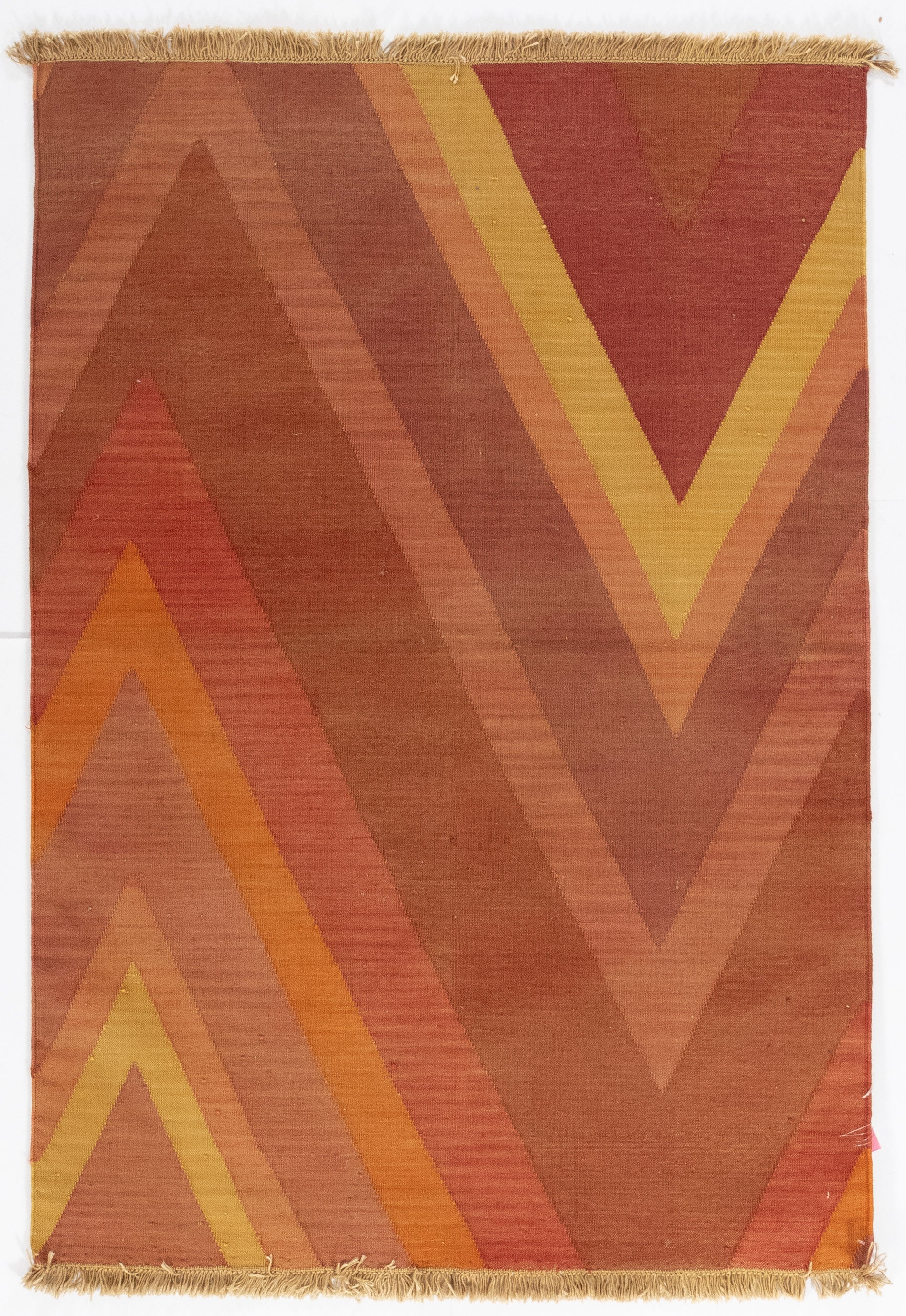 New Indian Contemporary Flatweave Rug <br> 3'4 x 4'10