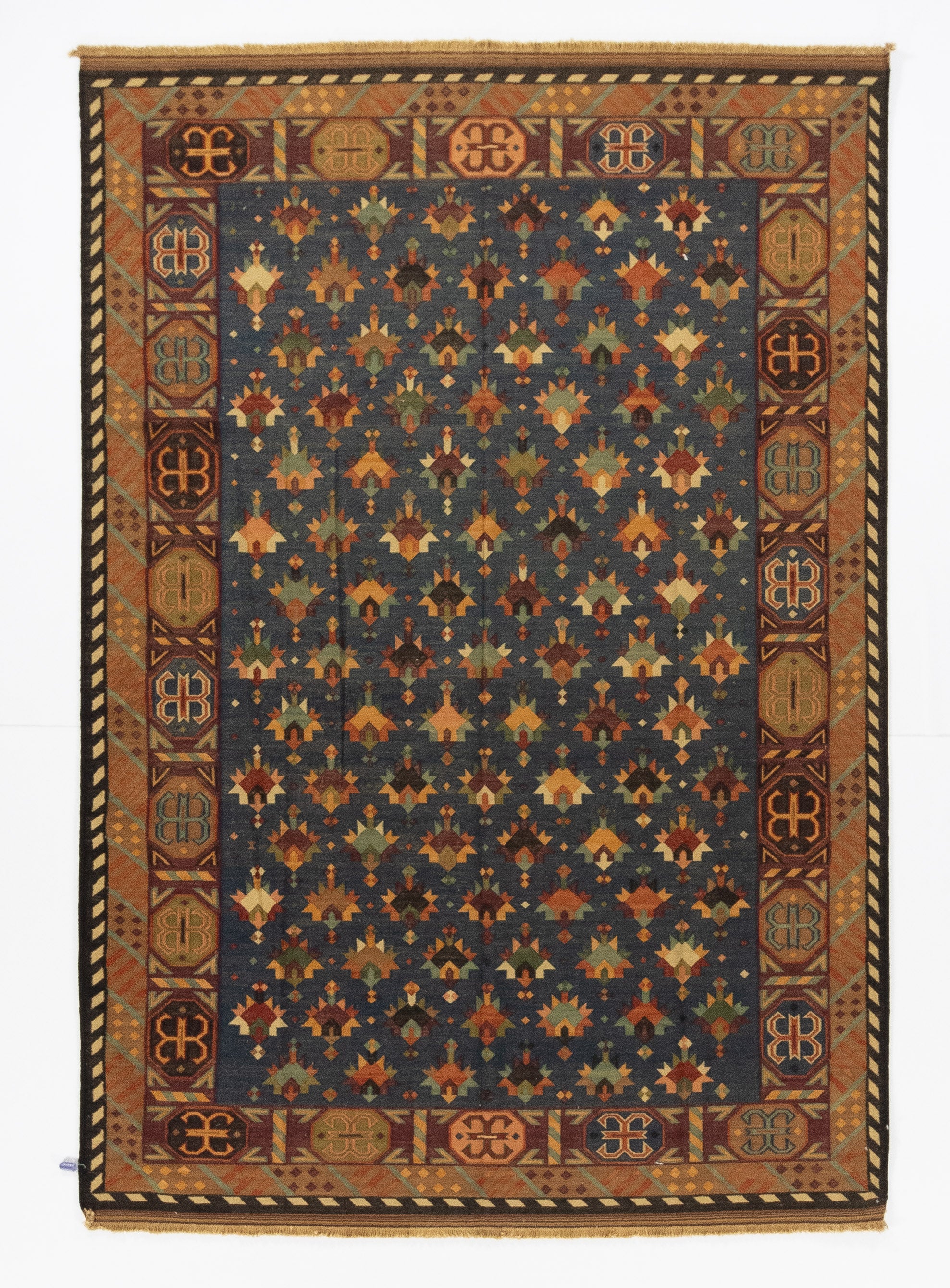 New Indian Transitional Flatweave Rug <br> 6'3 x 9'1