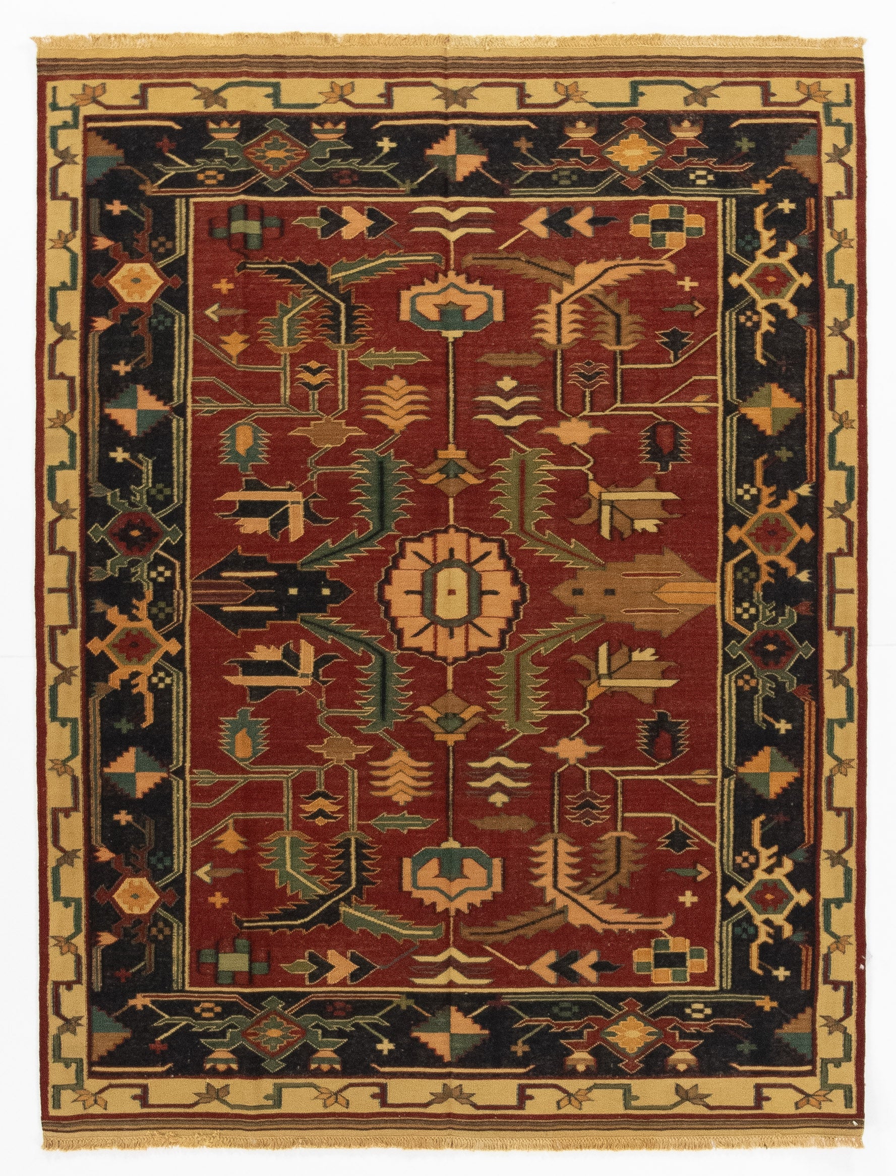 New Indian Transitional Flatweave Rug <br> 5'3 x 6'11