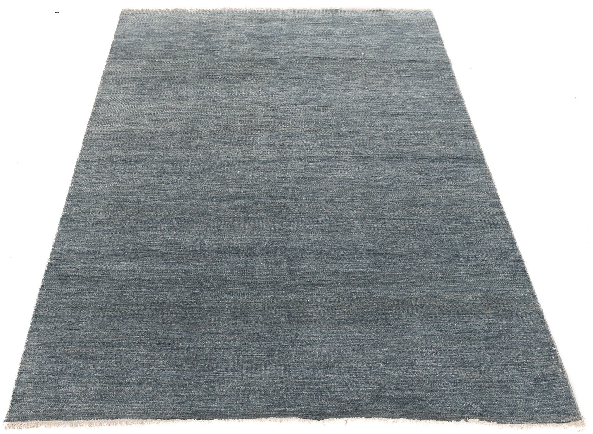 New Indo Savannah Transitional Blue and Ivory Rug <br> 6'1 x 9'1