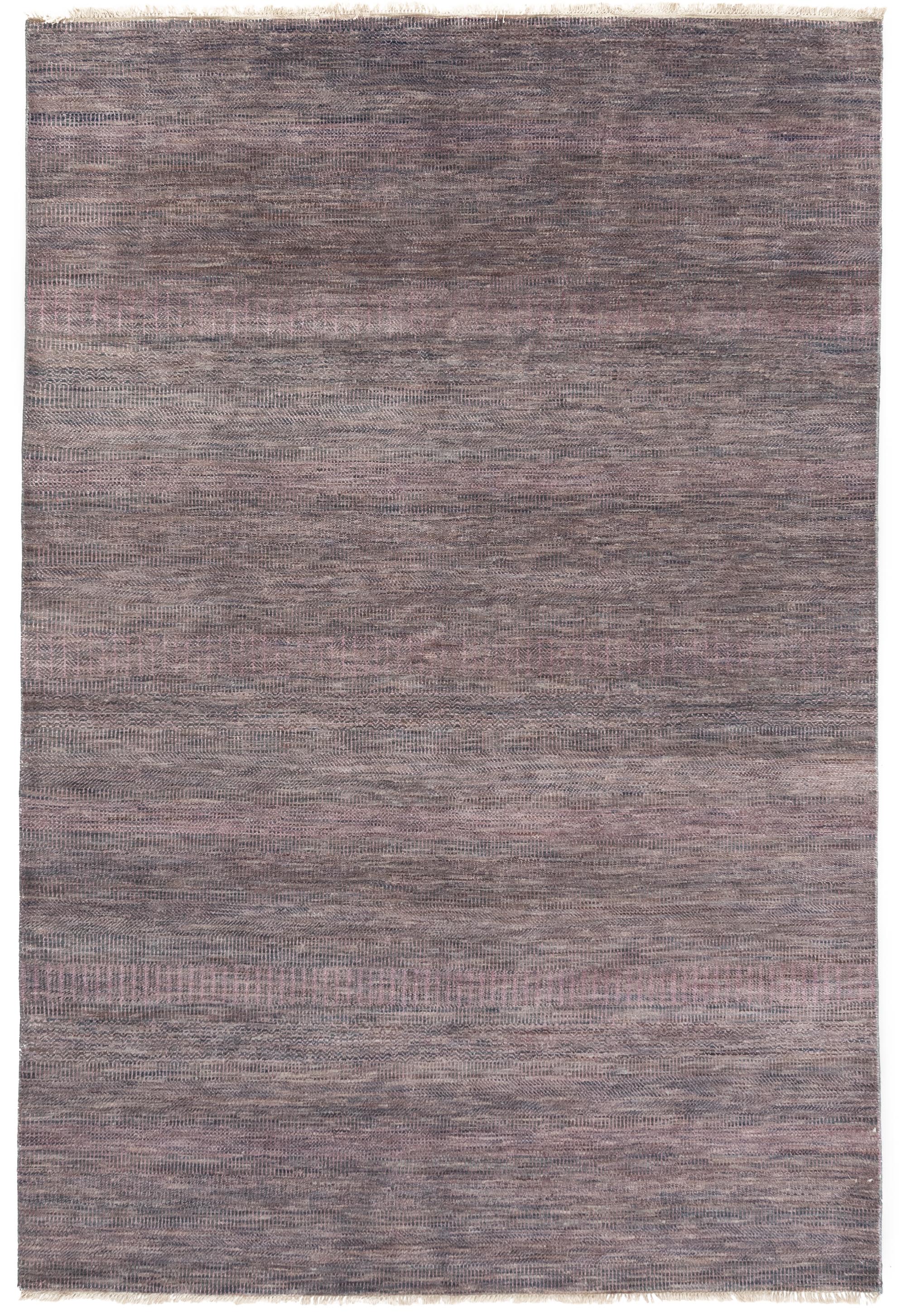 New Indo Savannah Transitional Gray Purple Rug <br> 6'3 x 9'2