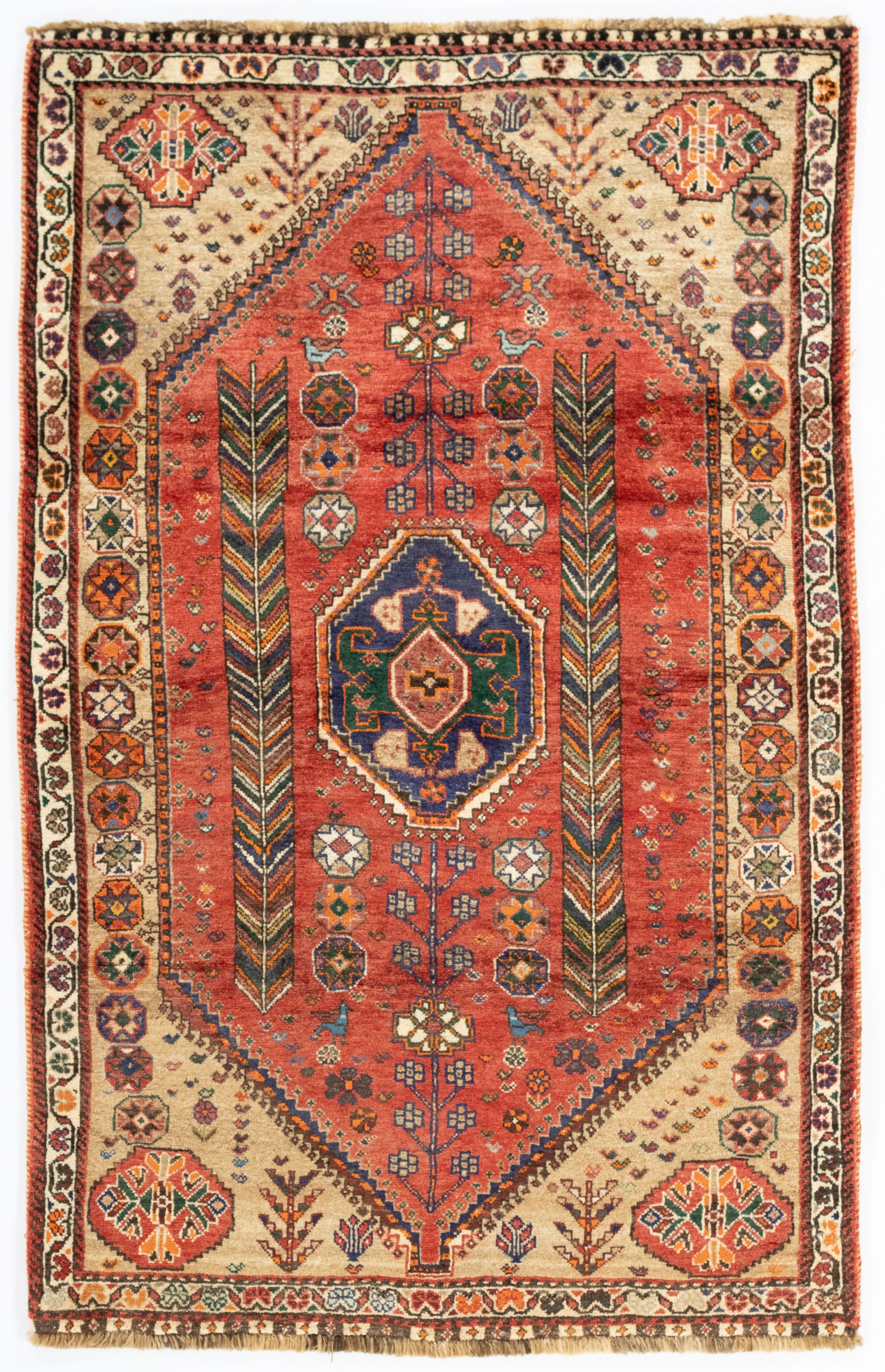 New Persian Gabbeh Qashqai-design Rug <br> 3'5 x 5'4