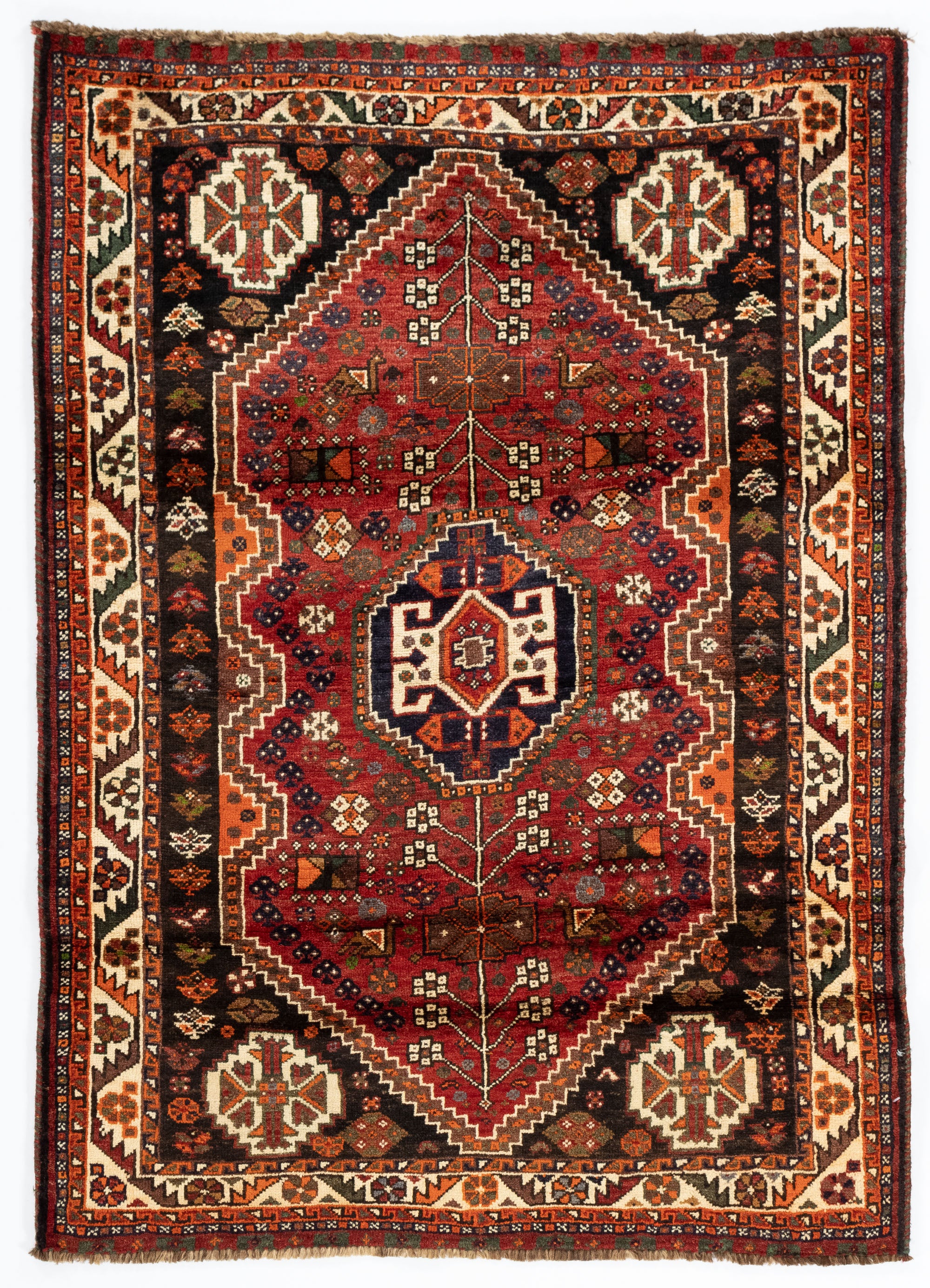 New Persian Gabbeh Qashqai-design Rug <br> 3'7 x 5'0