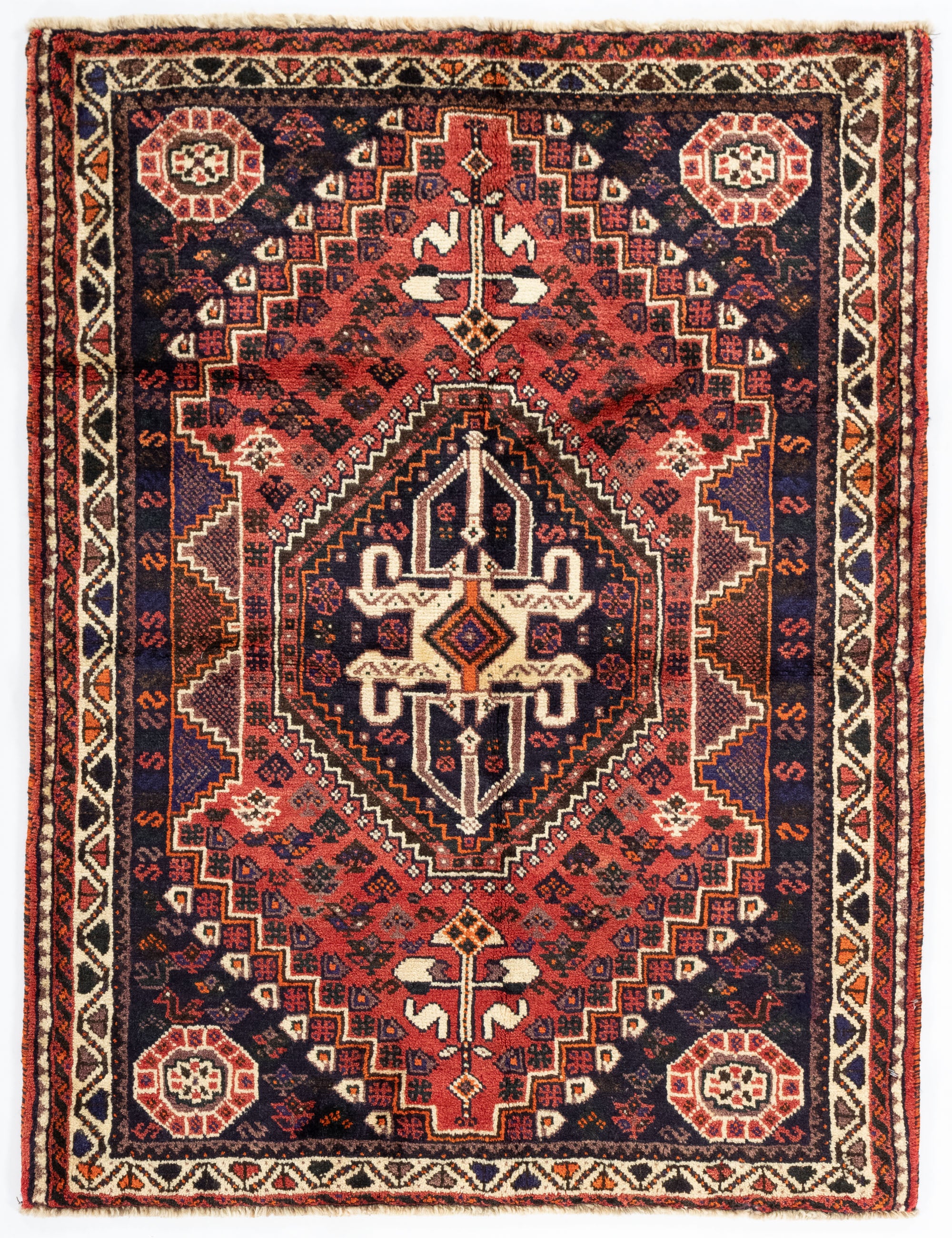 New Persian Gabbeh Qashqai-design Rug <br> 4'0 x 5'2