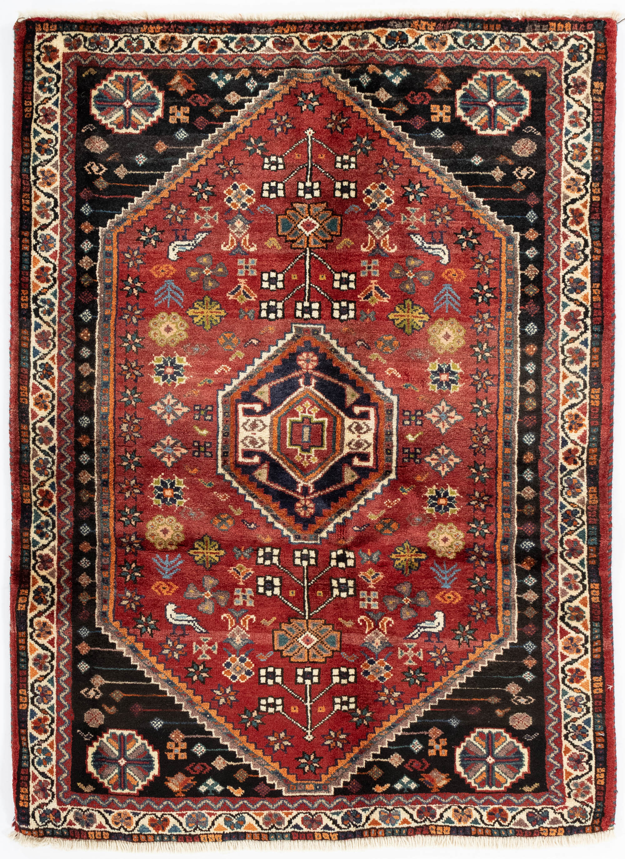 New Persian Gabbeh Qashqai-design Rug <br> 3'8 x 5'0