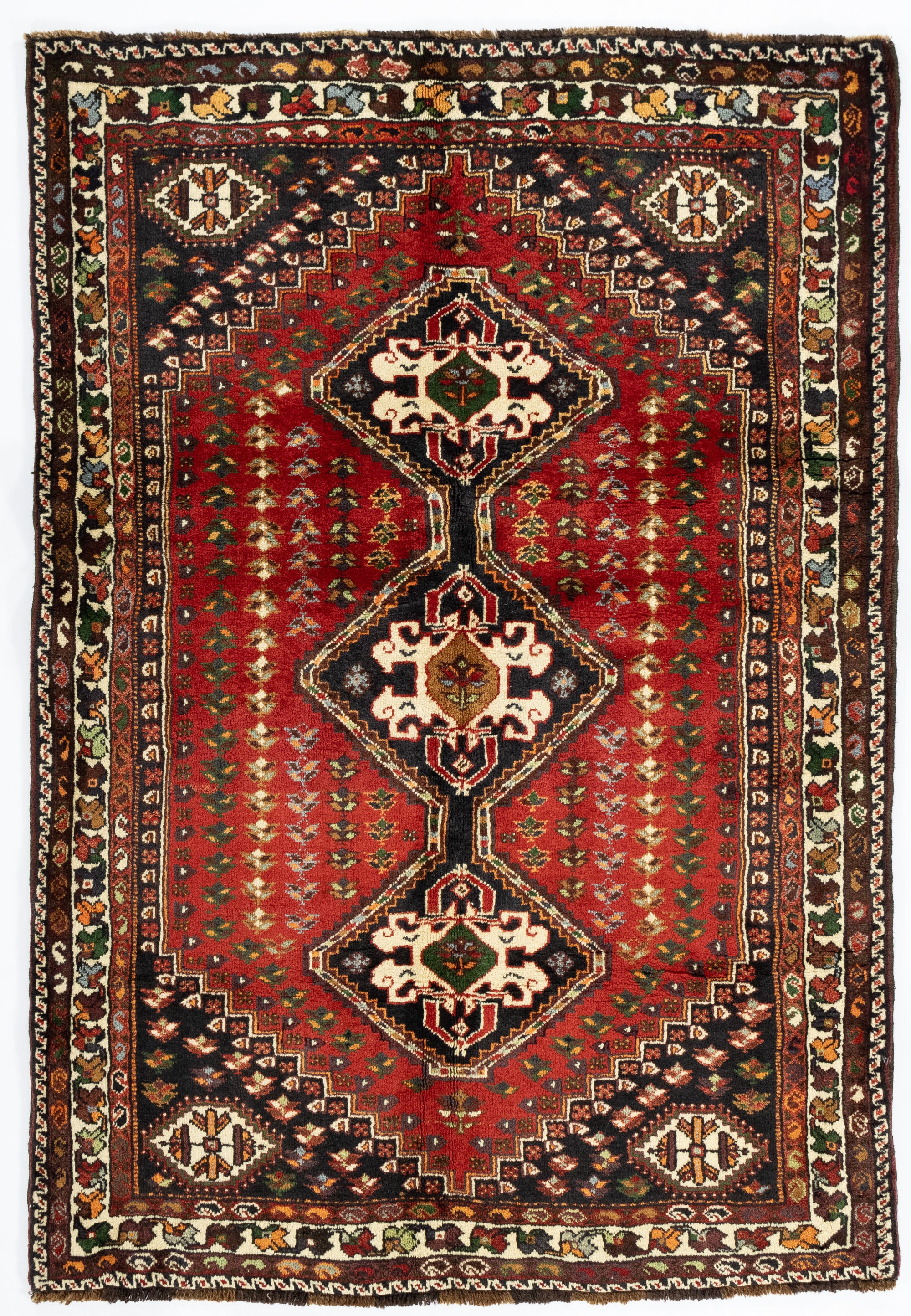 New Persian Gabbeh Qashqai-design Rug <br> 4'0 x 5'10