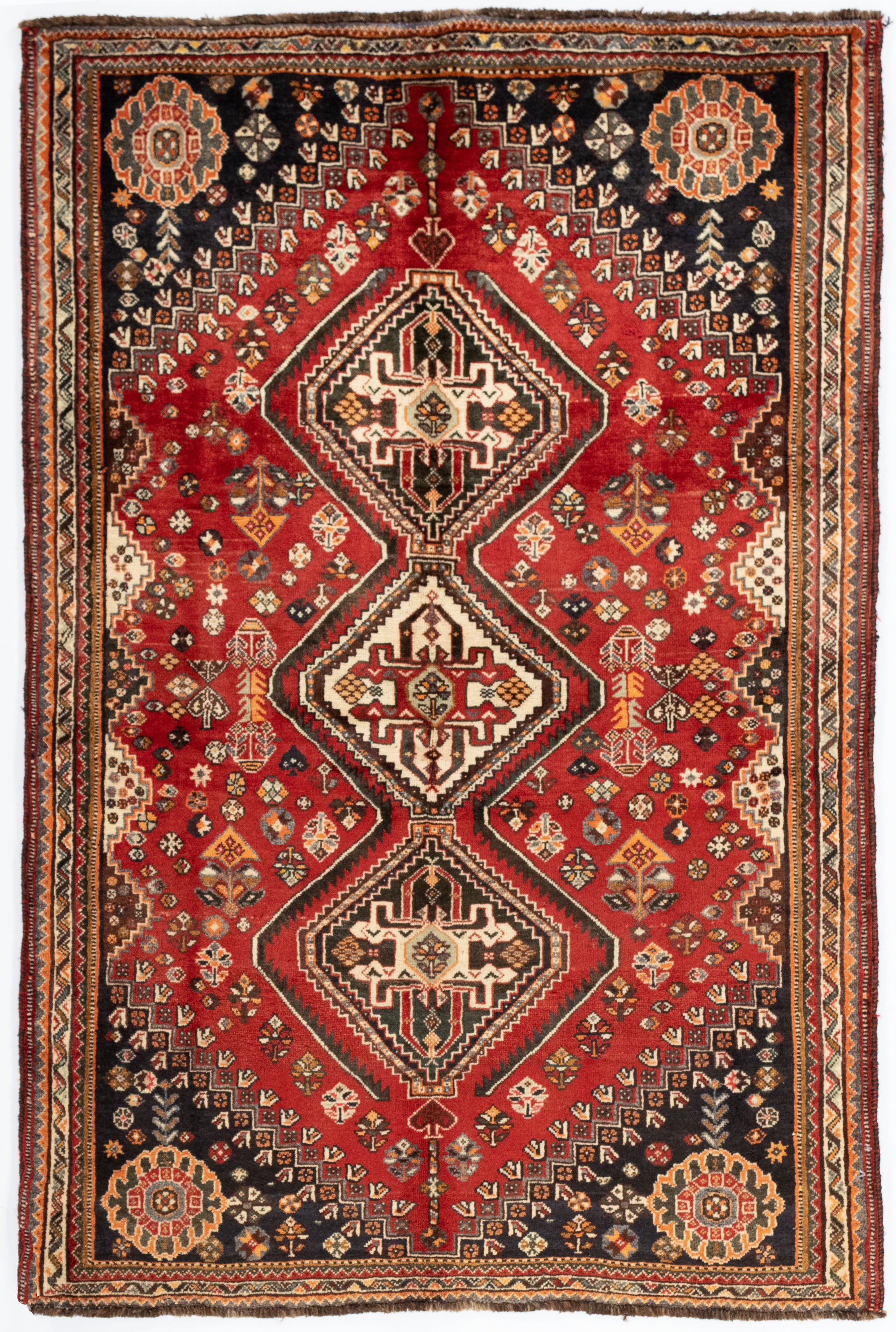 New Persian Gabbeh Qashqai-design Rug <br> 4'2 x 6'3
