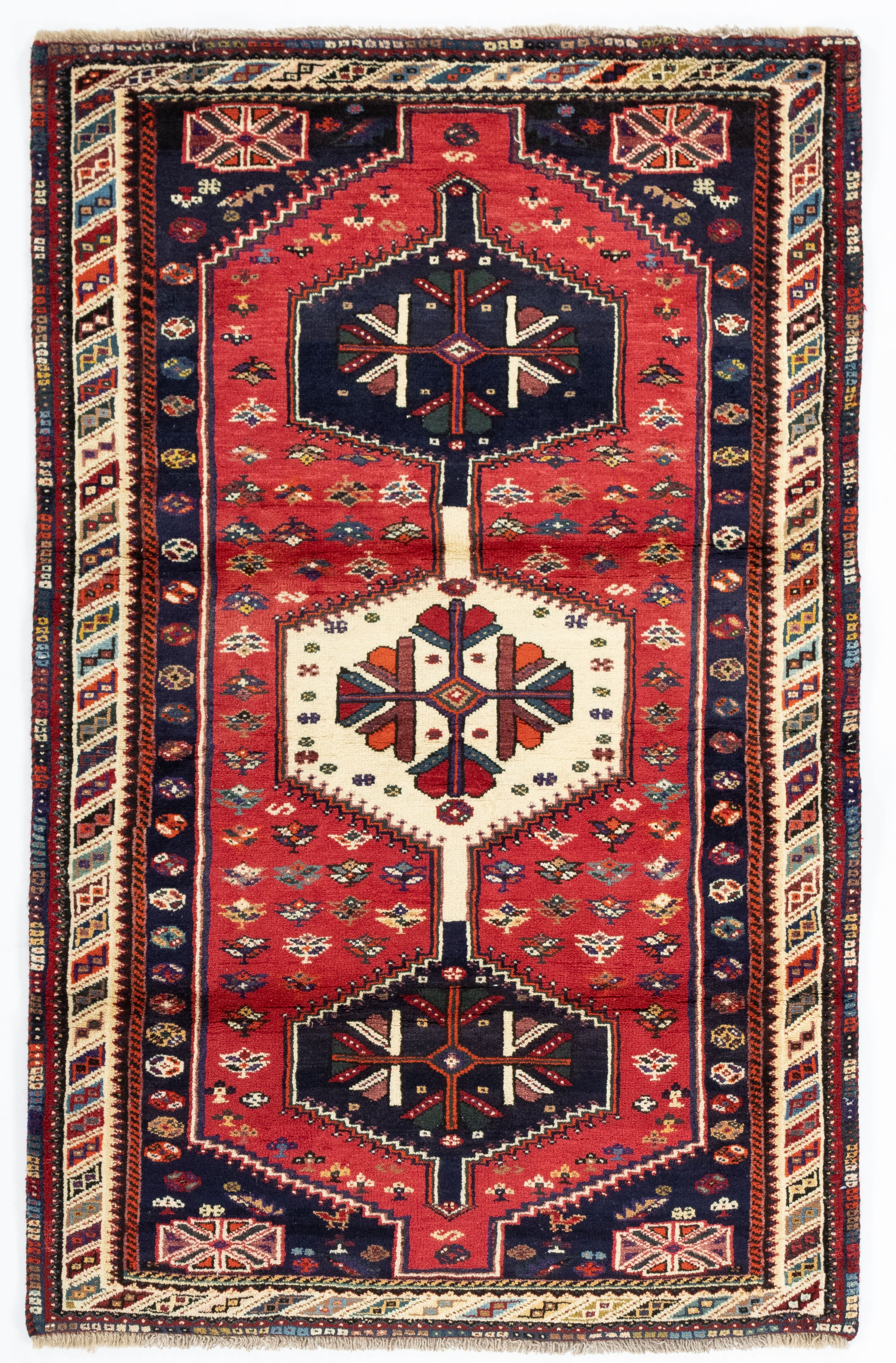New Persian Gabbeh Qashqai-design Rug <br> 3'5 x 5'5