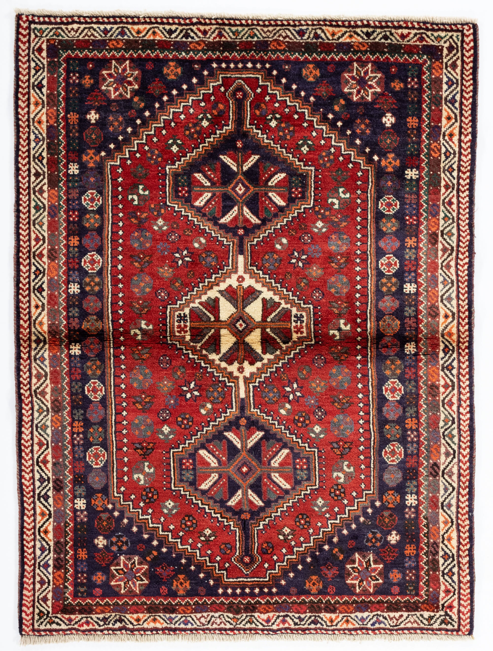 New Persian Shiraz Rug <br> 4' 0 x 5' 6
