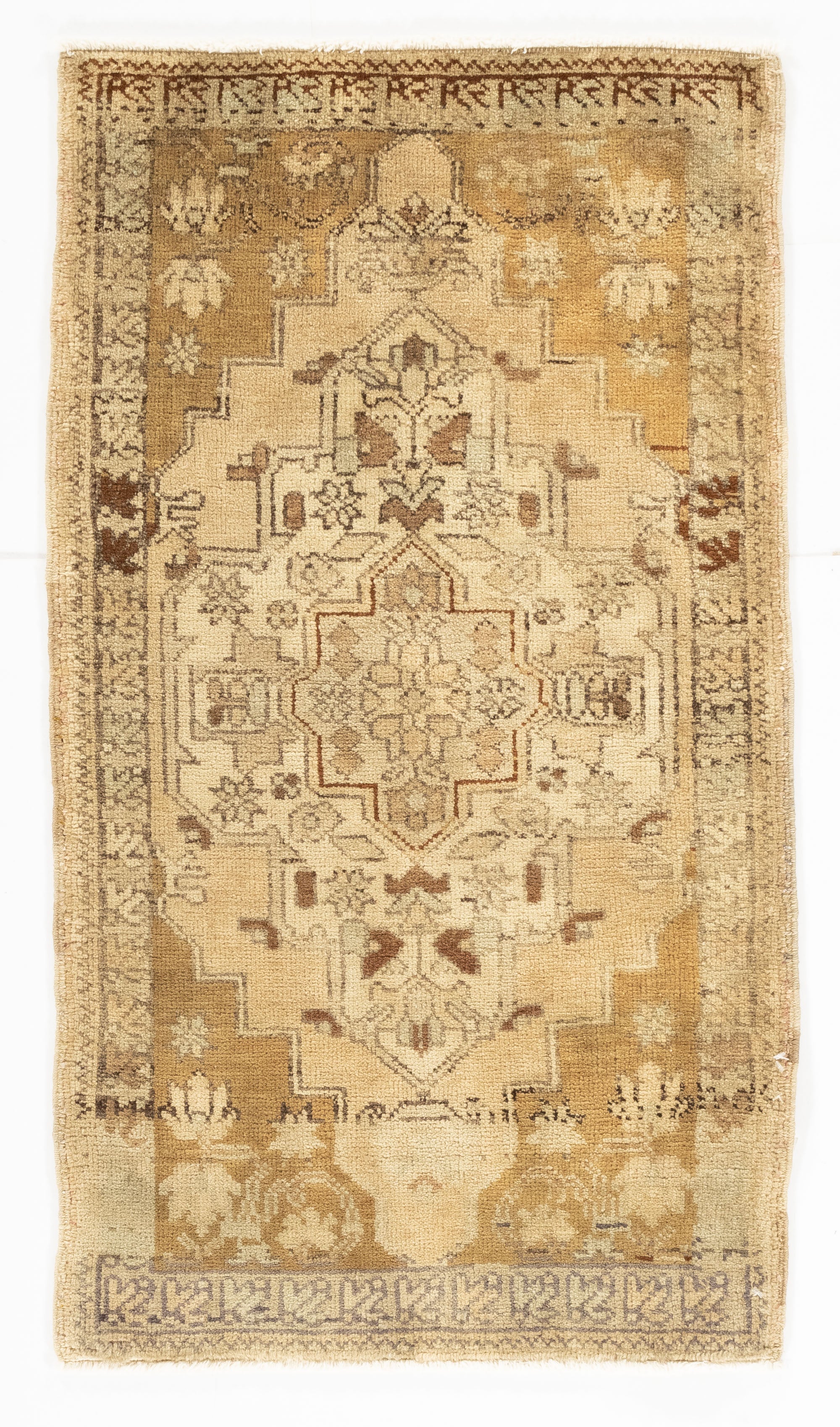 Semi-Antique Turkish Yastic Rug <br> 1'10 x 3'3